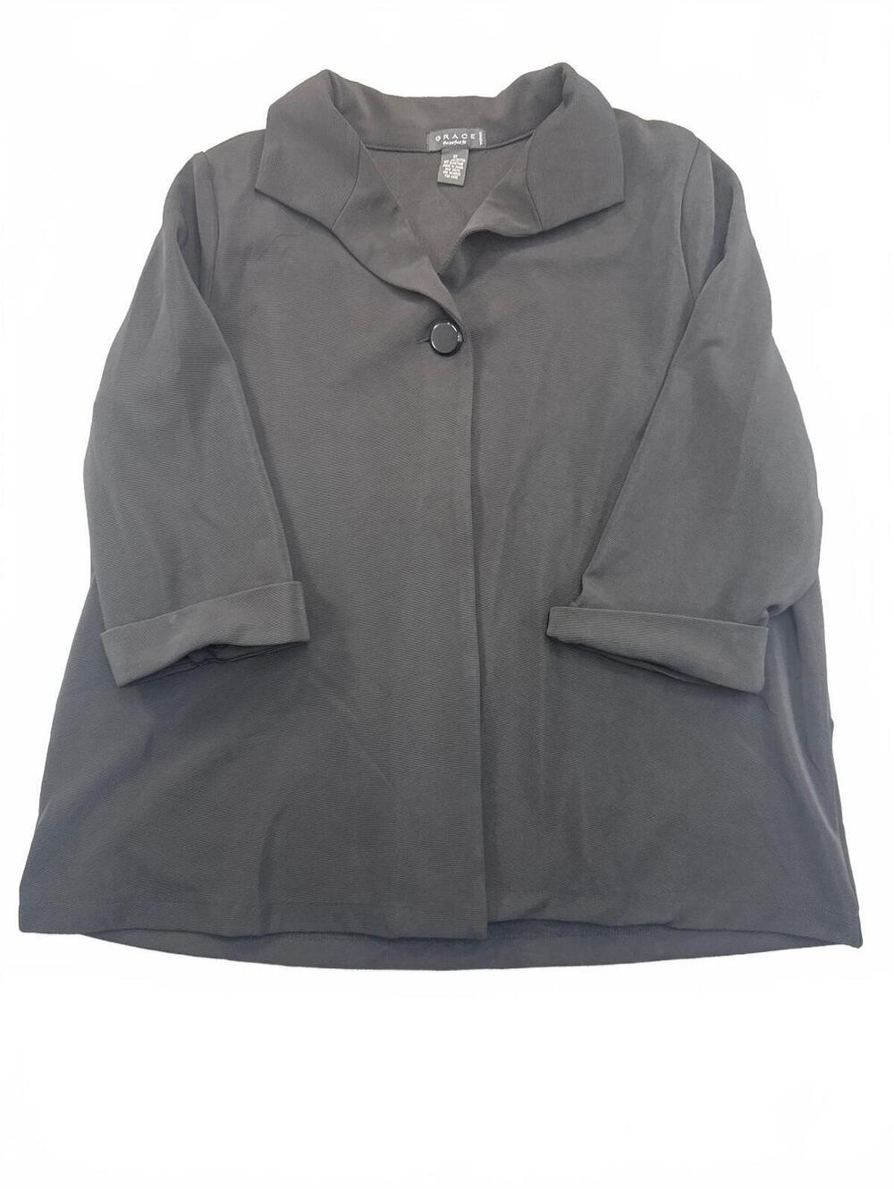 Grace Black Single Button 3/4 Sleeve Jacket Blazer Women